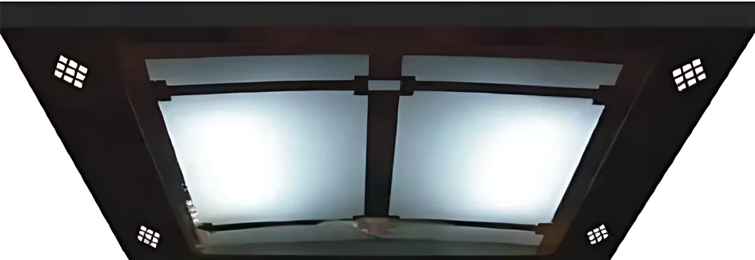 AS-T02 · Trần cabin khung đen, đèn LED