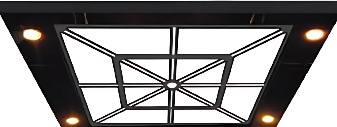 AS-T14 · Trần cabin khung đen, đèn LED